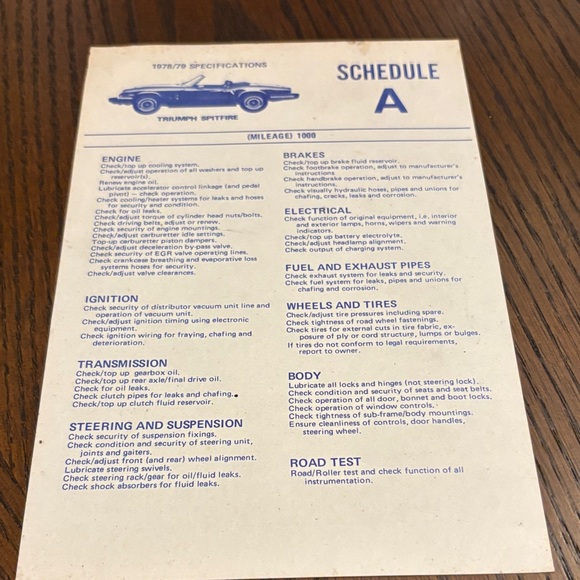 Triumph Spitfire Specification Sheets - Picture 3 of 11